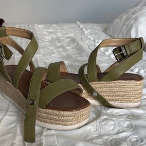 Michael Kors Olive Espadrille Wedge Sandals